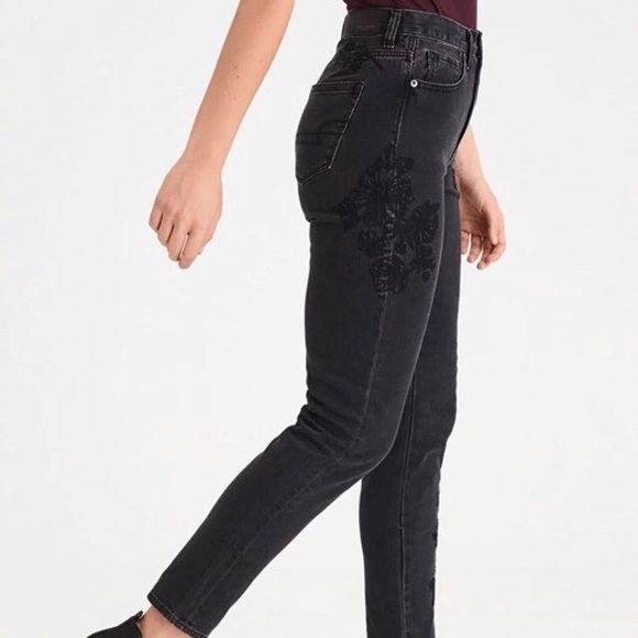 ae black mom jeans
